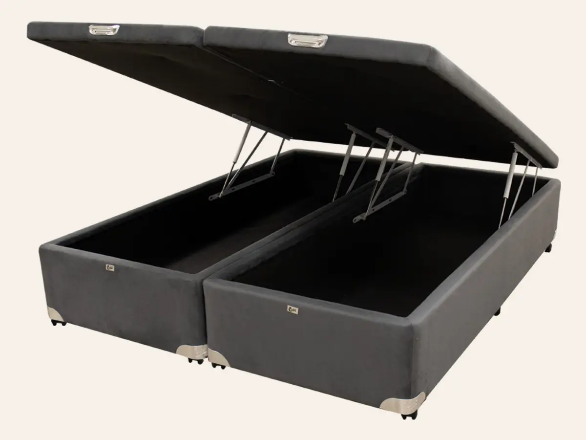 Imagem de referência de uma base box baú Castor em acabamento cinza