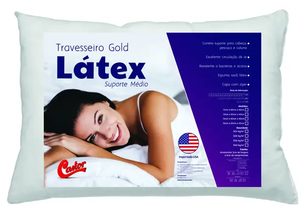 Travesseiro Gold Látex Suporte Médio da Castor
